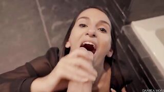 Five-star blowjob and fuckface to Danika Mori's big dick from the extra small brunette