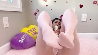 Violet Myers, the real-life hentai girl, fucks herself on Valentine's Day