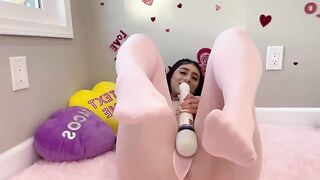 Violet Myers, the real-life hentai girl, fucks herself on Valentine's Day