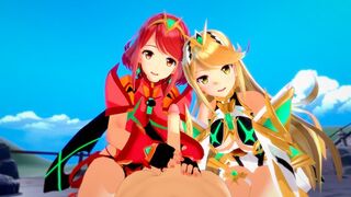 Pyra and Mythra’s threesome adventure in the world of Xenoblade Chronicles 2
