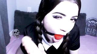 Wednesday Addams gets her pussy filled with a big dildo