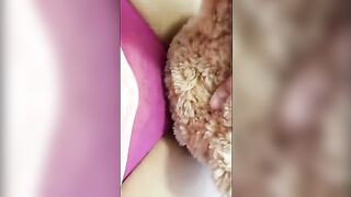 Horny girl humping her favorite teddy bear