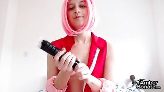 Sakura explains how to masturbate like a pro, showcasing her commanding presence as the fictional Naruto character known for her fierce determination and exceptional skills. True to her persona, she delivers a confident instruction session, guiding viewer