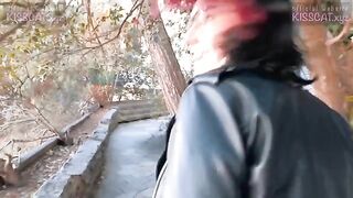 A girl was caught by an undercover agent for a risky outdoor encounter