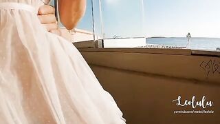 An adventurous couple has sex on an abandoned beach bar