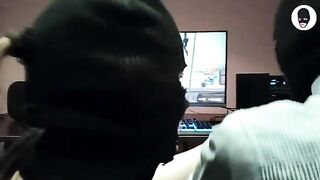 A man played a crazy deepthroat game with his balaclava mask on