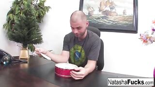 Natasha Nice is beyond excited to get fucked by her boss, showcasing her big natural tits