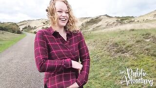 Barefoot girl masturbates with her dildo on the beach and almost gets caught