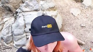 A girl is horny and has sex in nature with a guy - Porneo