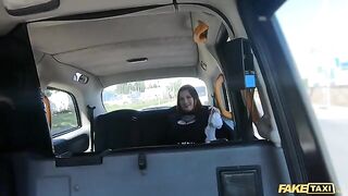 Fake taxi ride with Sabien Demonia in fishnets ends in hard sex