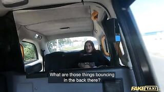 Fake taxi ride with Sabien Demonia in fishnets ends in hard sex