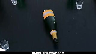 Pervert guys fucked their stepdaughters Cielo West and Kourtney Rae in a spin game