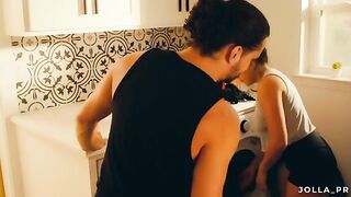 The husband helped with the laundry and got intimate reward