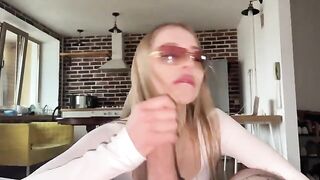 Nice girl has sex with her boyfriend wearing glasses
