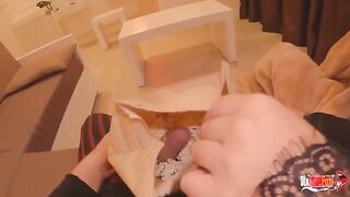 Pervert guy fucked his sexy stepmom by putting his dick in popcorn