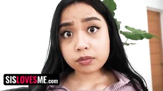 The lucky stepbrother drilled his stepsister to keep her sex videos secret