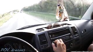Horny chick Little Caprice hitchhikes, gets fucked in the car, and takes it all