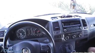 Horny chick Little Caprice hitchhikes, gets fucked in the car, and takes it all