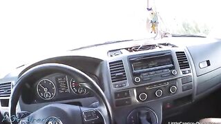 Horny chick Little Caprice hitchhikes, gets fucked in the car, and takes it all