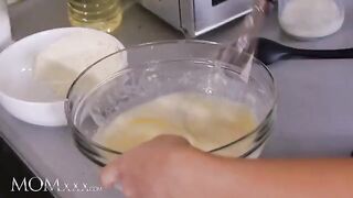 Florane Russell spanks and eats pussy with her stepdaughter in the kitchen