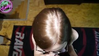 The perverted student got her glasses full of sperm after a blowjob