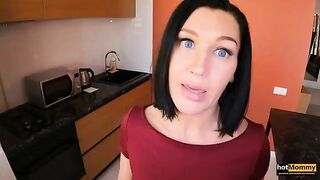 The step mom was handcuffed and pleasured by her step son
