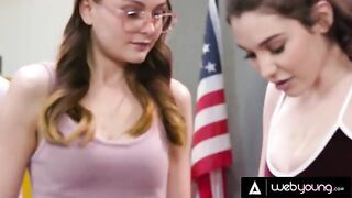 Two college girls experiment with lesbian sex and masturbation in detention