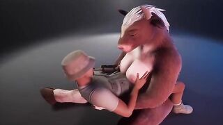A cow in a fur suit is milking the ranger in this funny xxx video