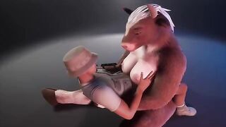 A cow in a fur suit is milking the ranger in this funny xxx video
