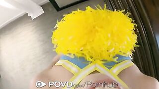 Cute cheerleader gets her pussy filled with cum in POV