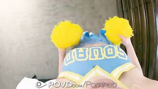 Cute cheerleader gets her pussy filled with cum in POV