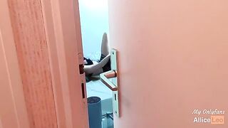 I spy on my stepsister while she rubs her pussy and I offer her my dick and she accepts!