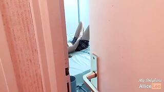 I spy on my stepsister while she rubs her pussy and I offer her my dick and she accepts!