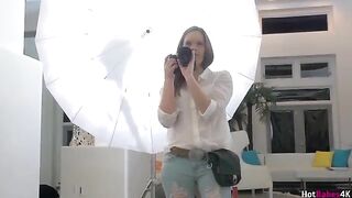 The photographer fucked in the mouth by two girls in a steamy scene