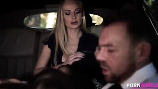 The driver got fucked with the two busty girls in a steamy encounter