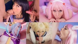 Best cosplay blowjob compilation with Alice Bong’s intense deep throat action