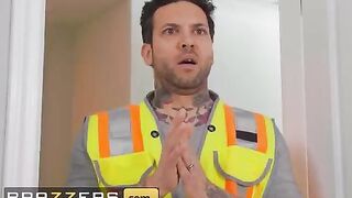 Angel Youngs gets fucked hard by a cock, not just a dildo in this Brazzers scene