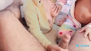 A trio with a pregnant woman of 6 months who enjoys great cock
