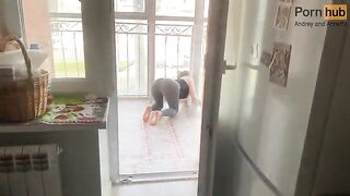 The stepson saved the day when the stepmother got stuck on the balcony