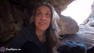 Three hikers get lost and fuck to stay warm in a steamy scene