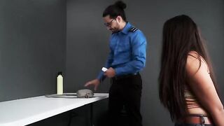 The sexy TSA agent found a toy in the girl's bag and fucked her