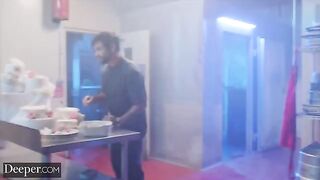 The baker competes with a girl who loves to eat