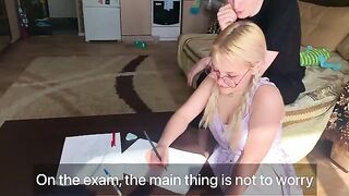 A shy student couldn’t withstand the tutor’s lust and engaged in oral play