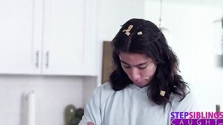The guy is fucking with his hot stepsister Kyler Quinn in the kitchen
