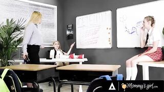 A naughty student, Lily Larimar, and her bestie must please their strict teacher Sarah Vandella