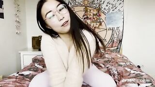 A cute Chinese girl masturbating with a happy heart