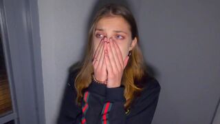 We fucked on the stairs while parents were at home - Cum in panties