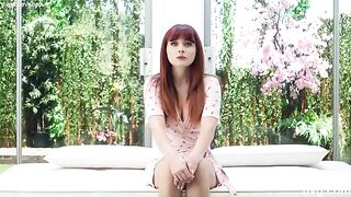 A red-haired beauty with a stunning figure auditions to become a model