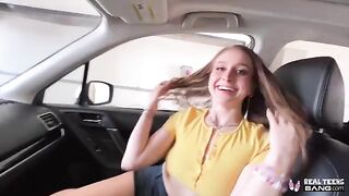 Skinny teen Laney Grey with a sexy bubble butt gets her hairy pussy railed hard