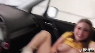 Skinny teen Laney Grey with a sexy bubble butt gets her hairy pussy railed hard